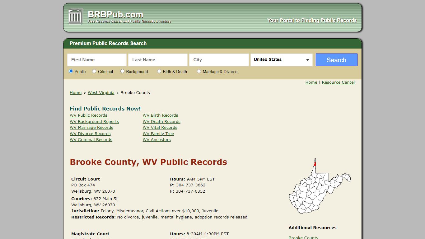 Brooke County, WV Public Records - BRB Pub